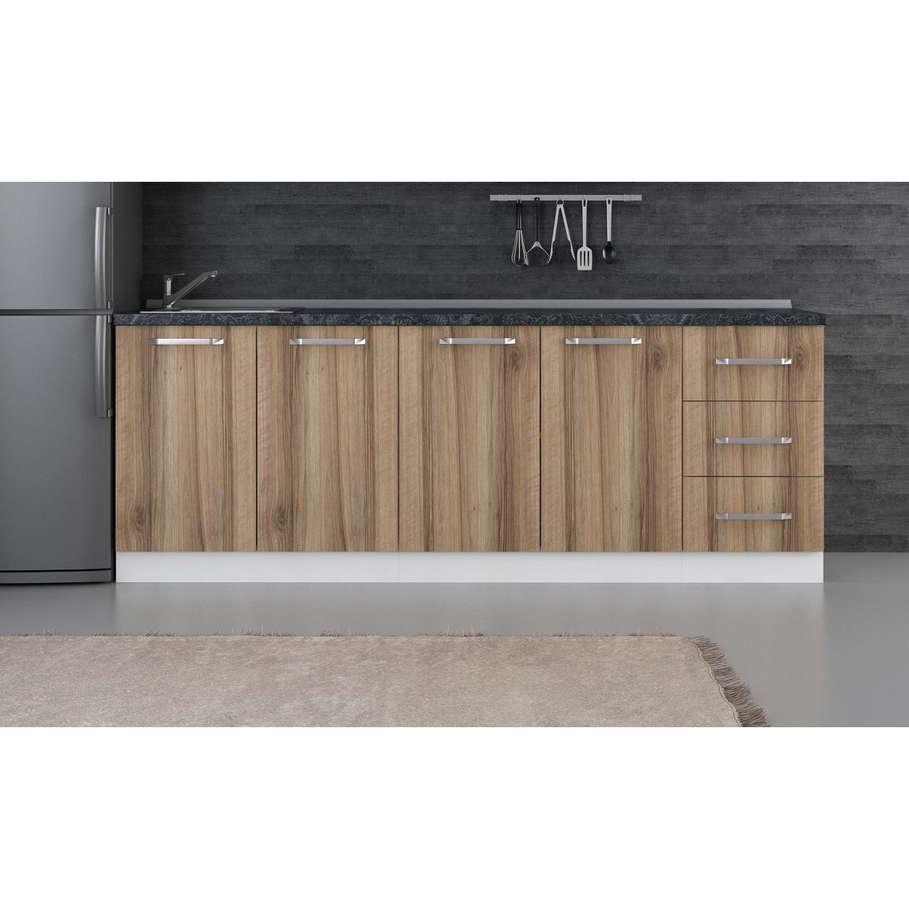 Minar 225 Cm Mutfak Dolabı Beyaz Dore 225-D2-Alt Modül