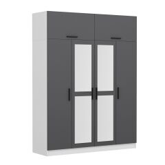 Minar Kale 4 Kapaklı 2 Aynalı 2 Ç Dolap Ve Yüklük Beyaz Antrasit