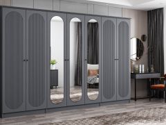 Kale 7 Kapak 3A 2Ç Dolap Antrasit - Mebran Defne Ayna Antr