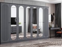 Kale 7 Kapak 5A 2Ç Dolap Antrasit - Mebran Defne Ayna Antr