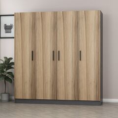 Minar Kale 4 Kapaklı 2 Çekmeceli Dolap Antrasit Dore