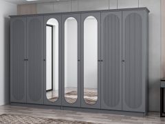 Kale 7 Kapak 3A 4Ç Dolap Antrasit - Mebran Defne Ayna Antr