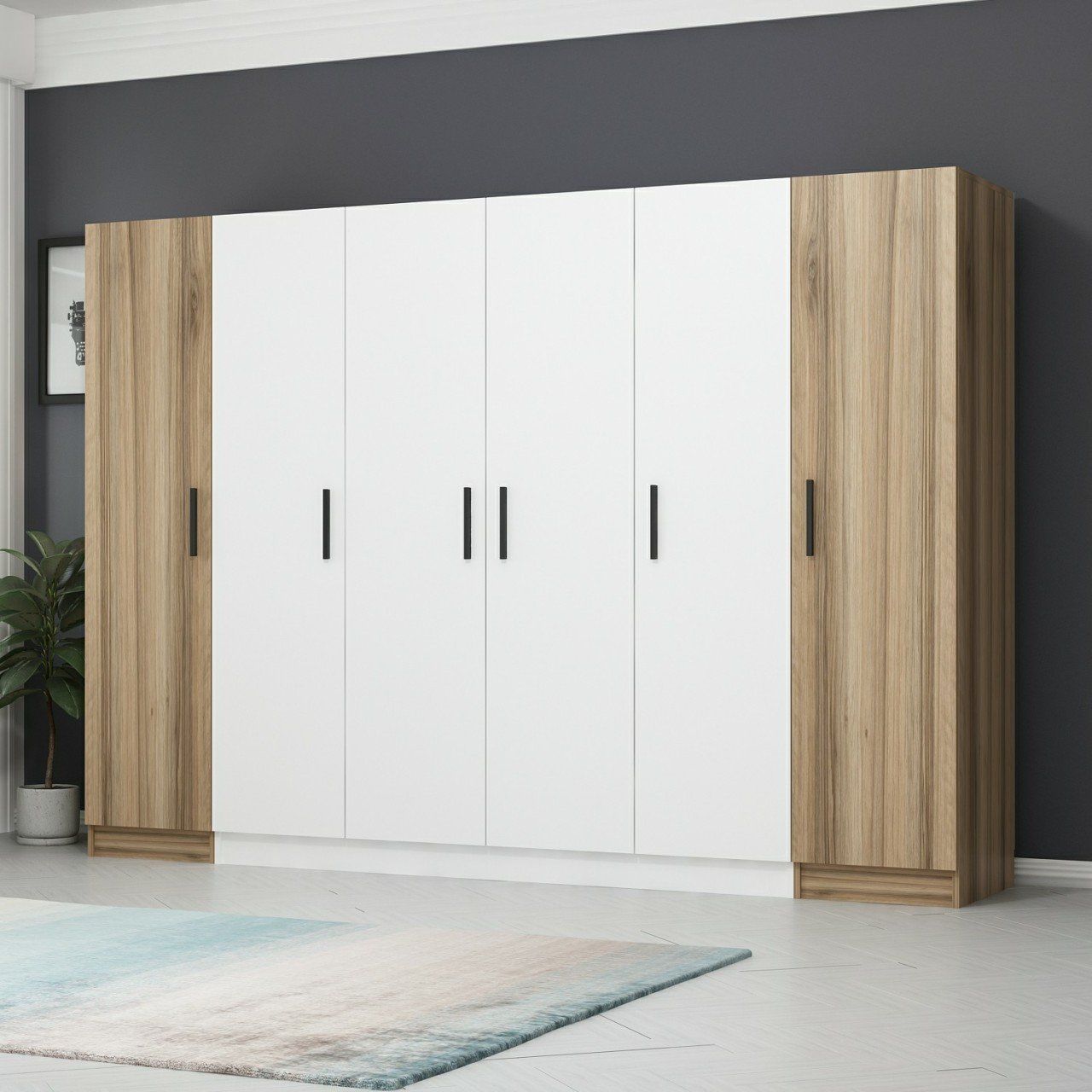 Kale 6 Kapaklı 2Ç Zincir Dolap - Beyaz Dore