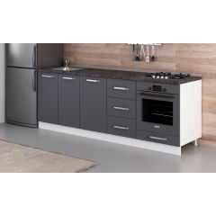 Minar 230 Cm Mutfak Dolabı Beyaz Antrasit 230-A6-Alt Modül