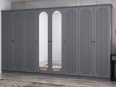 Kale 8 Kapak 2A 2Ç Dolap Antrasit - Mebran Defne Ayna Antr