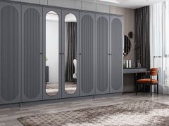 Kale 8 Kapak 2A 2Ç Dolap Antrasit - Mebran Defne Ayna Antr