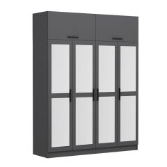 Minar Kale 4 Kapaklı 4 Aynalı 2 Ç Dolap Ve Yüklük Antrasit