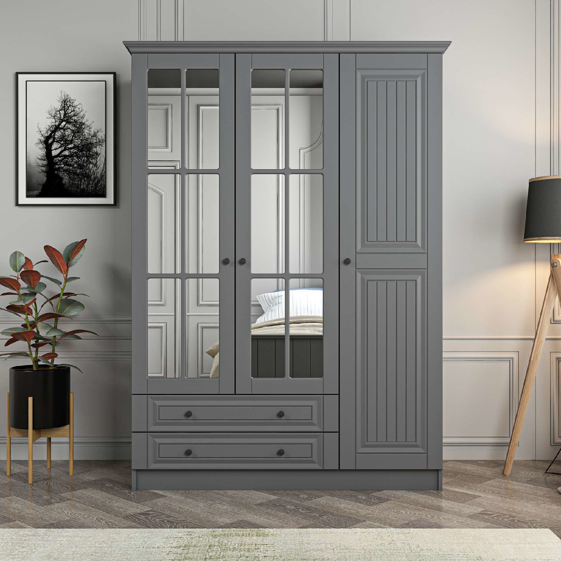 Kale 3 Kapaklı 2Ç Taçlı Dolap Mebran İlkbahar Antrasit