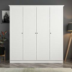 Kale 4 Kapaklı 2Ç Taçlı Dolap Beyaz Mebran Panjur Beyaz