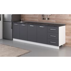 Minar 240 Cm Mutfak Dolabı Beyaz Antrasit 240-A1-Alt Modül