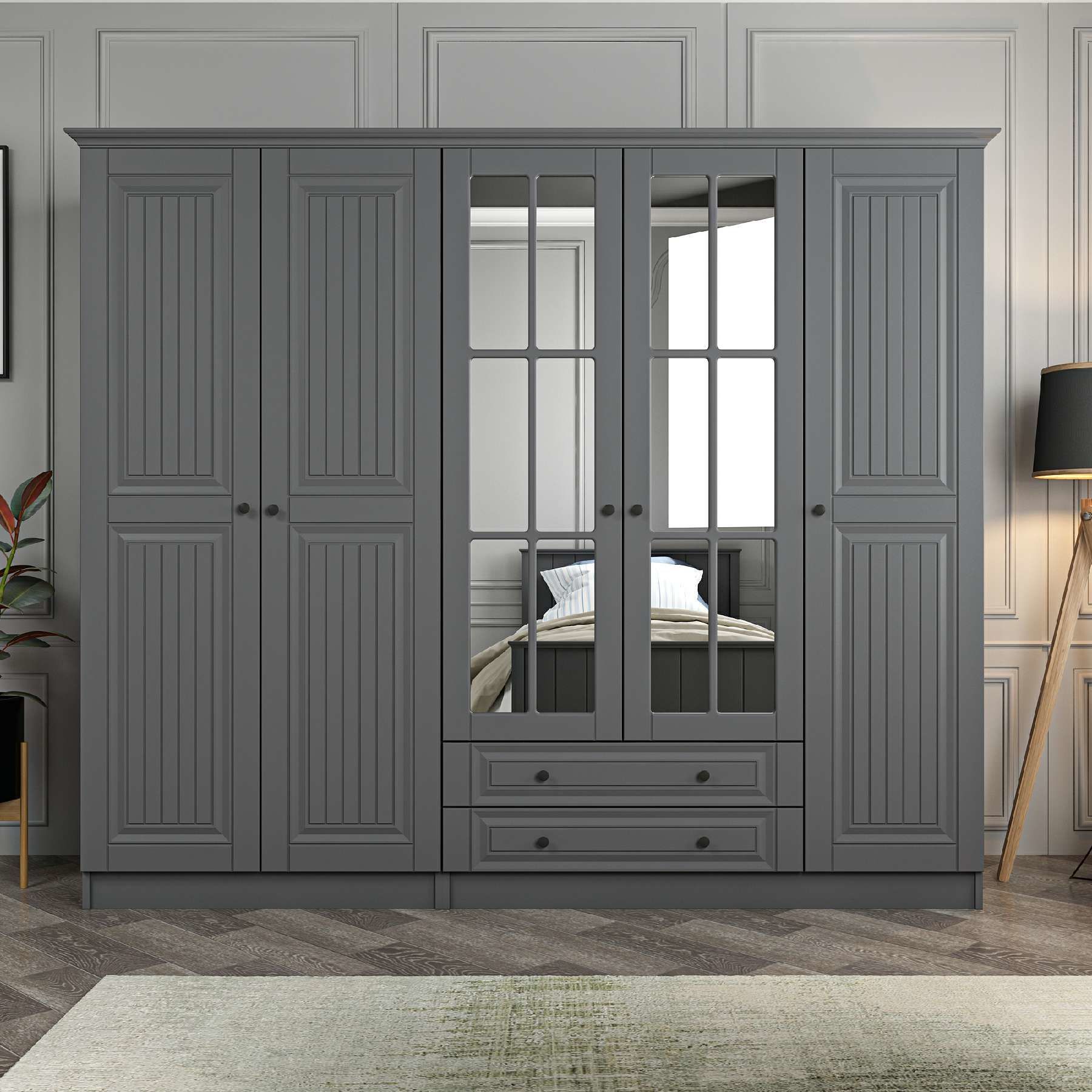 Kale 5 Kapaklı 2Ç Taçlı Dolap Mebran İlkbahar Antrasit