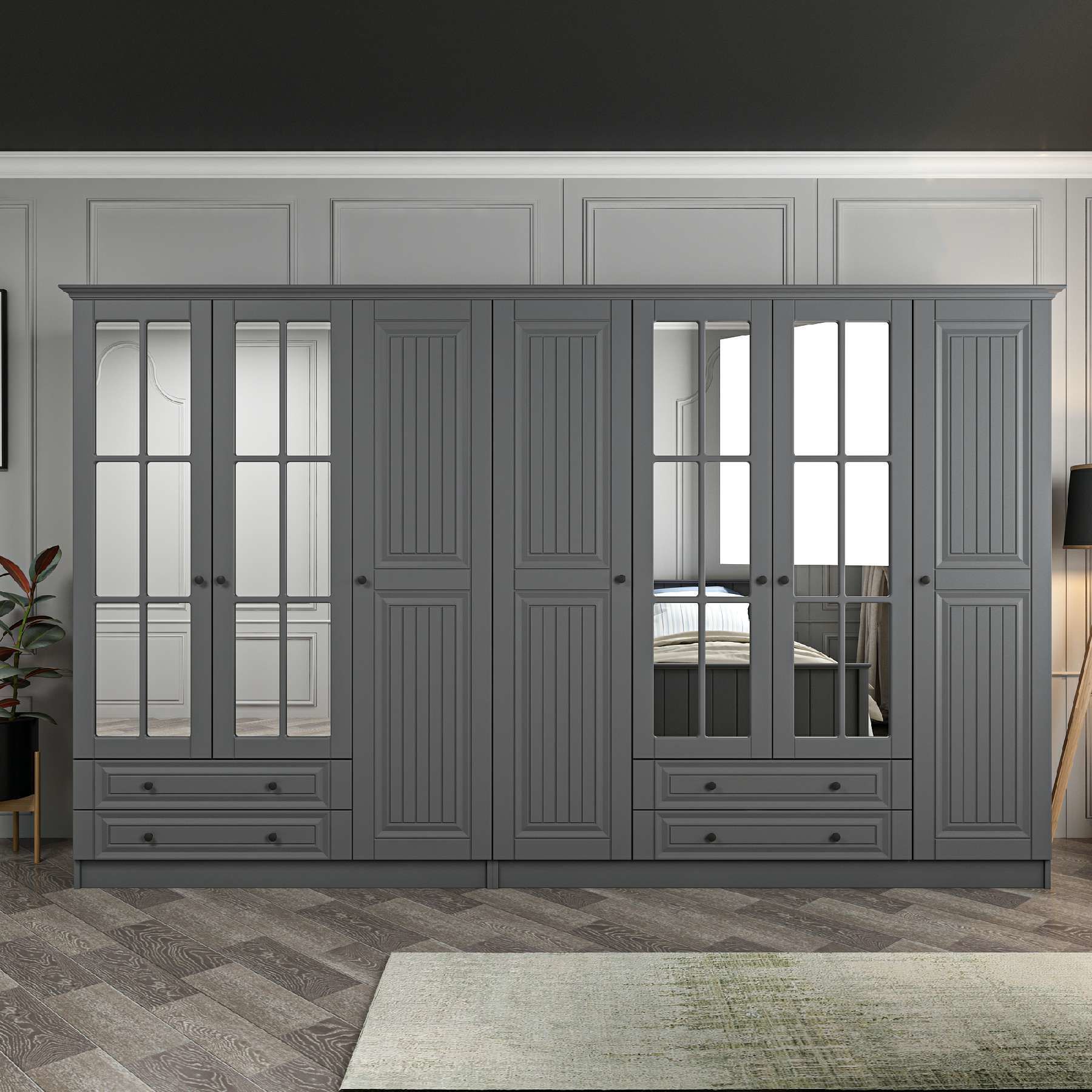 Kale 7 Kapaklı 4Ç Taçlı Dolap Mebran İlkbahar Antrasit