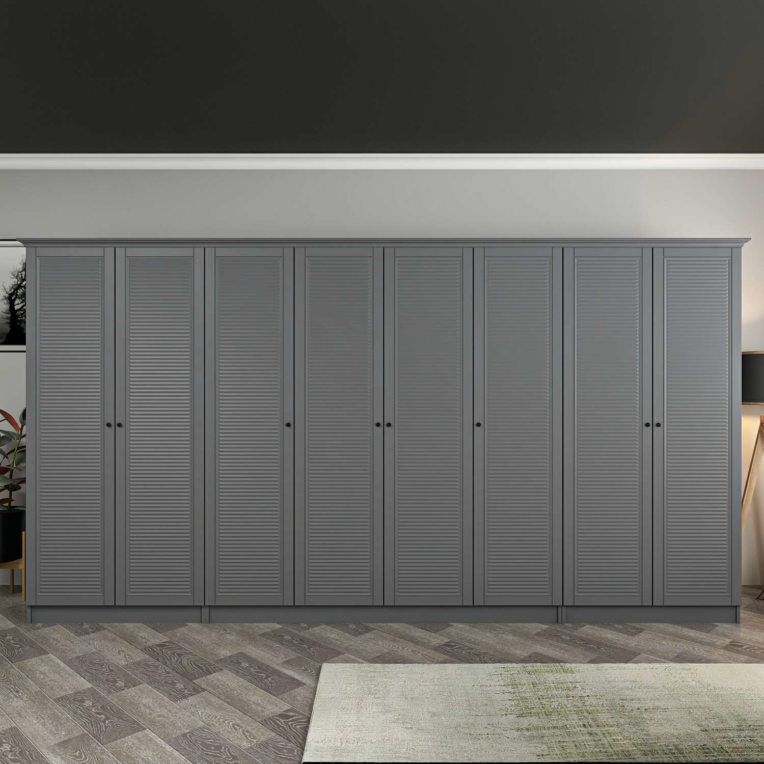 Kale 8 Kapaklı 2Ç Taçlı Dolap Antrasit Mebran Panjur Antrasit