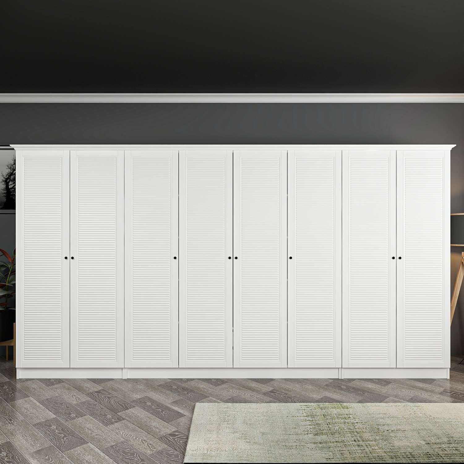 Kale 8 Kapaklı 2Ç Taçlı Dolap Beyaz Mebran Panjur Beyaz