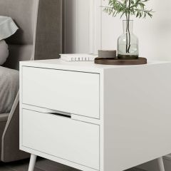 Elina Ayaklı 2 Çekmeceli Komodin - Beyaz/Beyaz
