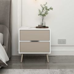 Elina Ayaklı 2 Çekmeceli Komodin - Beyaz/Kumtaşı