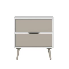 Elina Ayaklı 2 Çekmeceli Komodin - Beyaz/Kumtaşı