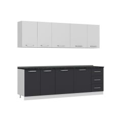 Minar 255 Cm Mutfak Dolabı Beyaz Antrasit 255-A1