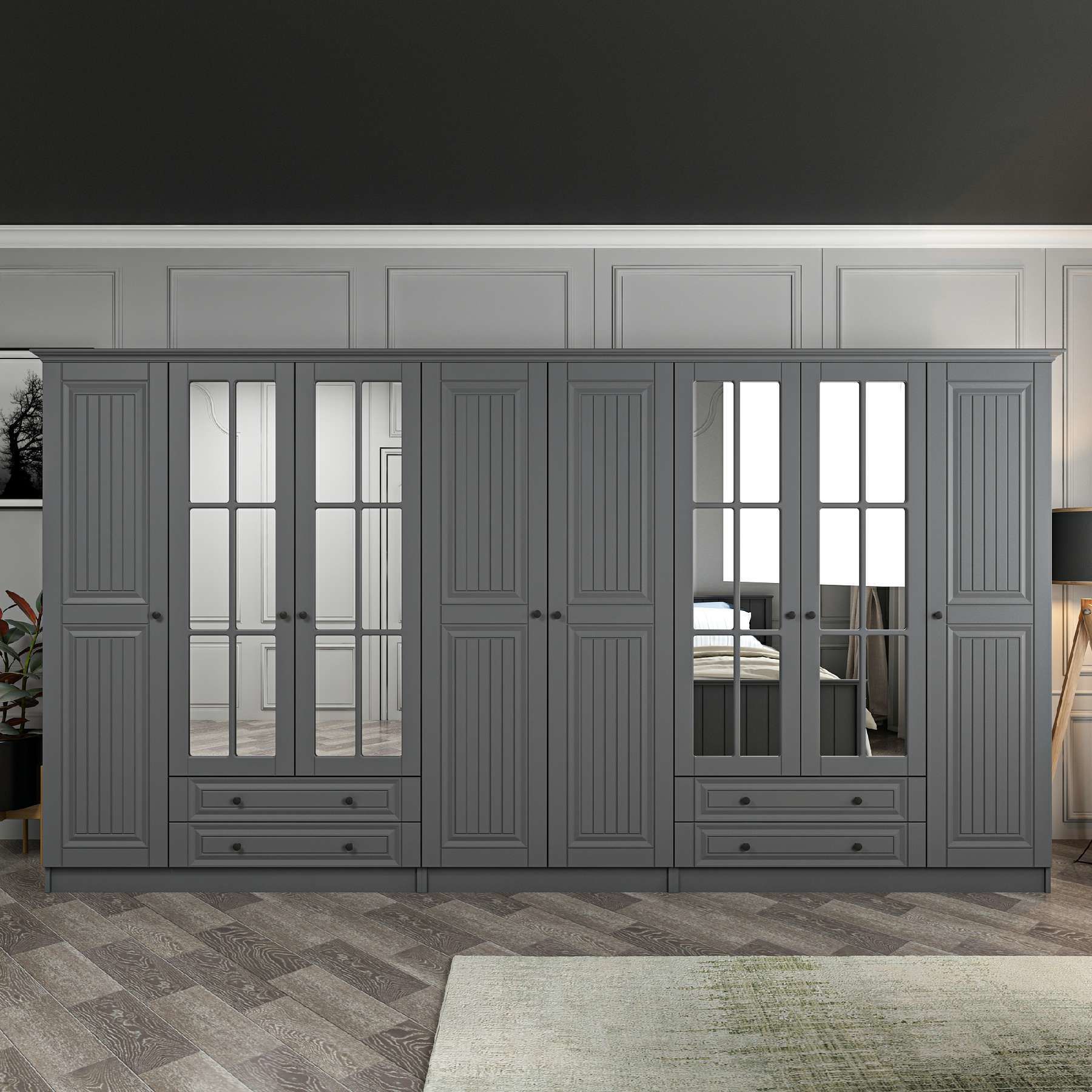 Kale 8 Kapaklı 4Ç Taçlı Dolap Mebran İlkbahar Antrasit