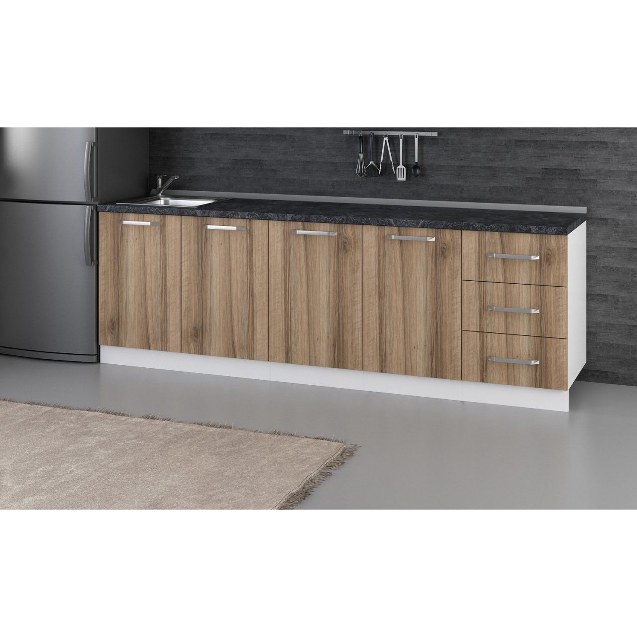 Minar 250 Cm Mutfak Dolabı Beyaz Dore 250-D2-Alt Modül