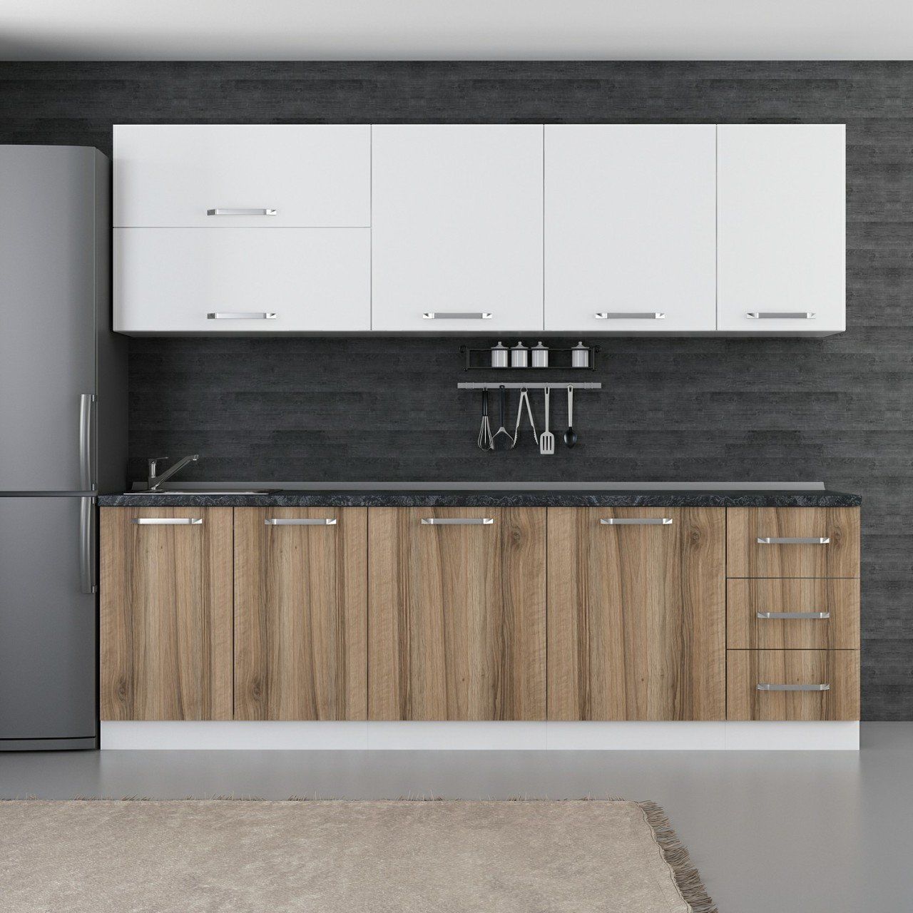 Minar 255 Cm Mutfak Dolabı Beyaz Dore 255-D2