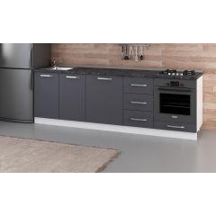 Minar 255 Cm Mutfak Dolabı Beyaz Antrasit 255-A3-Alt Modül