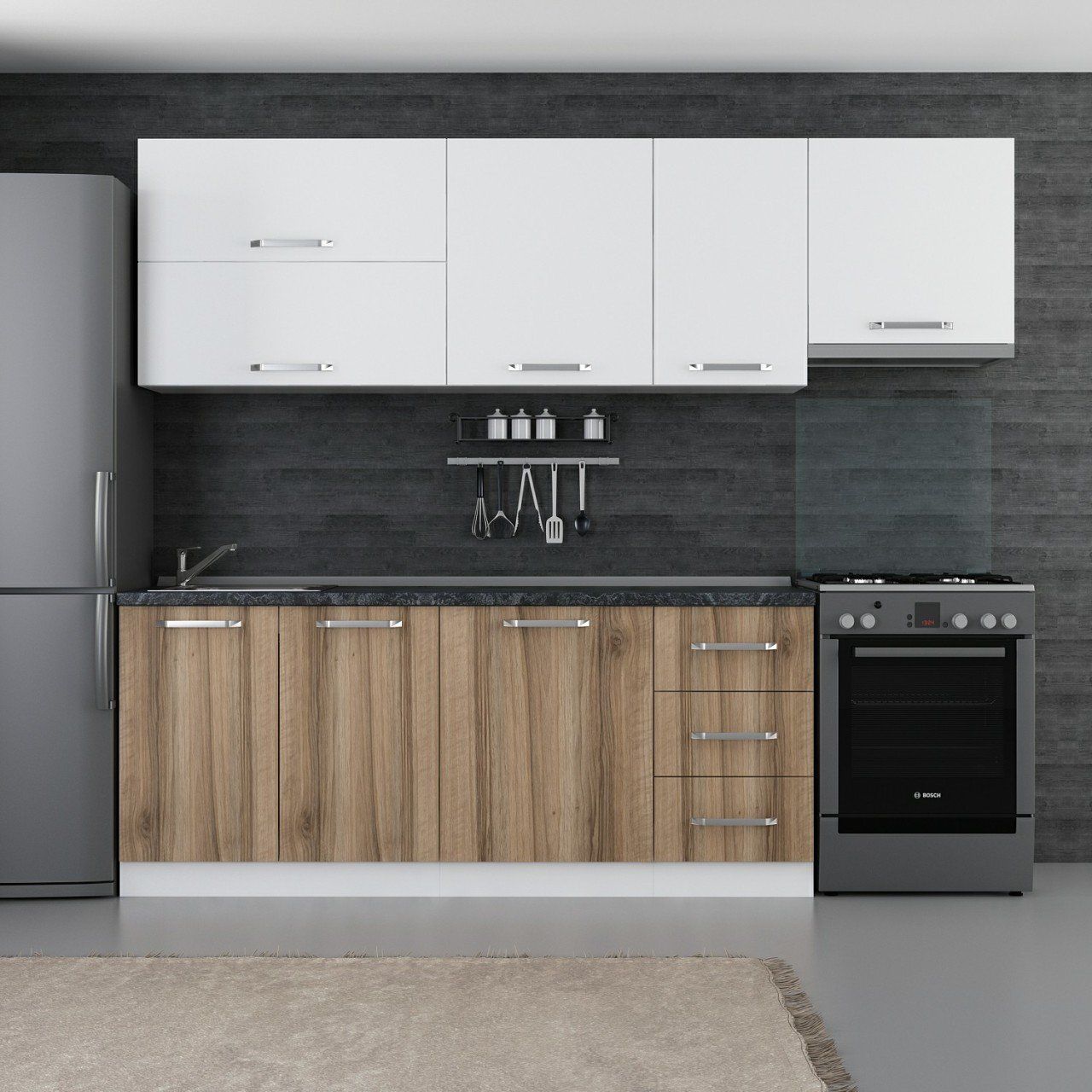 Minar 255 Cm Mutfak Dolabı Beyaz Dore 255-D7