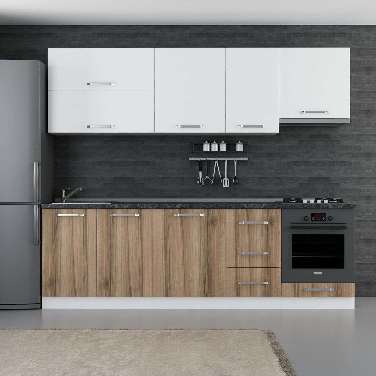 Minar 255 Cm Mutfak Dolabı Beyaz Dore 255-D8