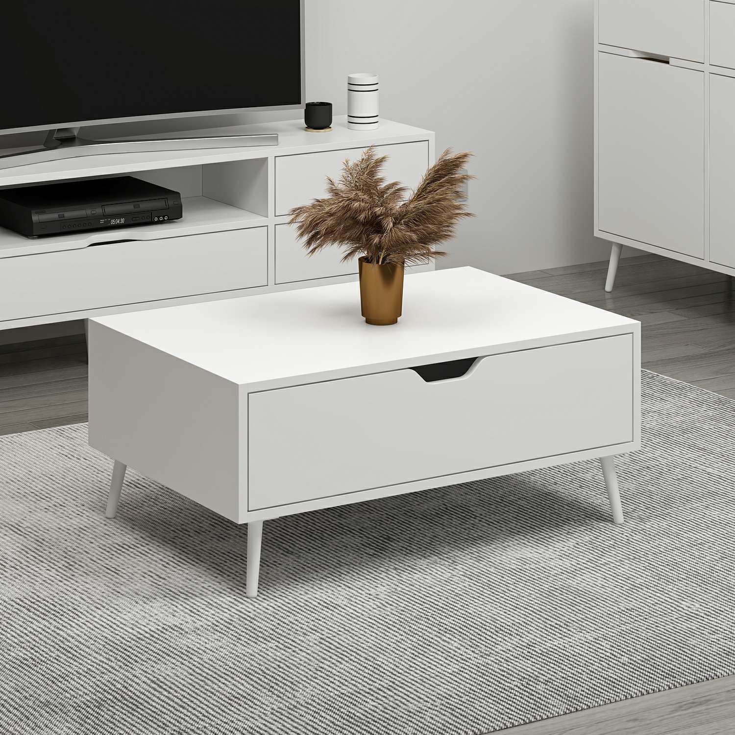 Elina Ayaklı Orta Sehpa - Beyaz/Beyaz