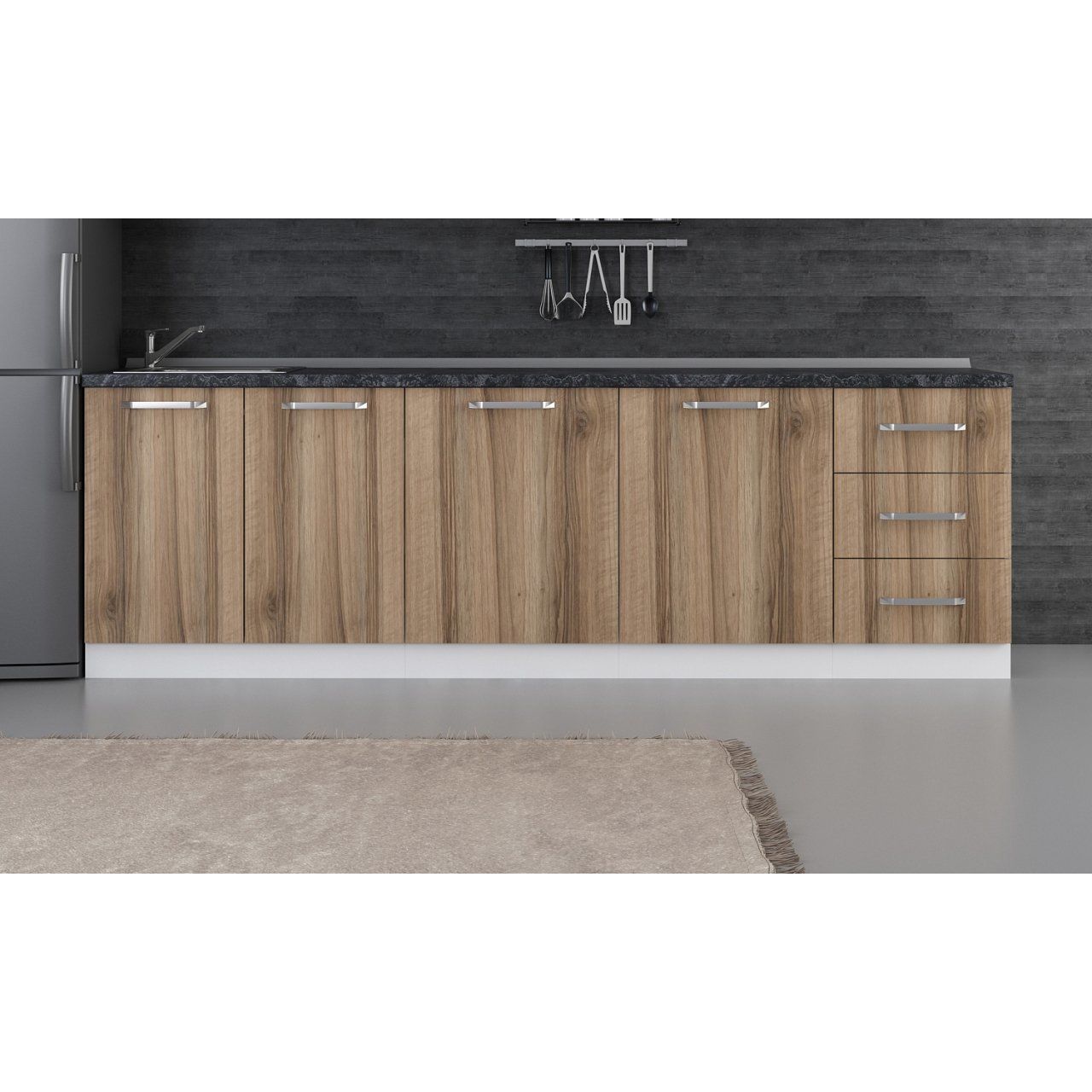 Minar 260 Cm Mutfak Dolabı Beyaz Dore 260-D1-Alt Modül