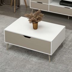 Elina Ayaklı Orta Sehpa - Beyaz/Kumtaşı