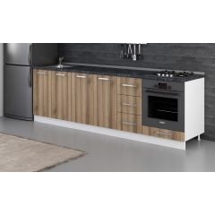 Minar 260 Cm Mutfak Dolabı Beyaz Dore 260-D3-Alt Modül