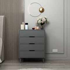 Elina Ayaklı 4 Çekmeceli Şifonyer - Antrasit/Antrasit