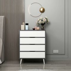 Elina Ayaklı 4 Çekmeceli Şifonyer - Antrasit/Beyaz