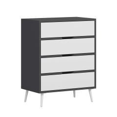 Elina Ayaklı 4 Çekmeceli Şifonyer - Antrasit/Beyaz