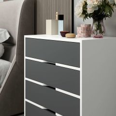 Elina Ayaklı 4 Çekmeceli Şifonyer - Beyaz/Antrasit