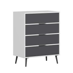 Elina Ayaklı 4 Çekmeceli Şifonyer - Beyaz/Antrasit