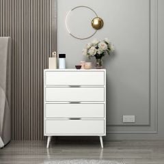 Elina Ayaklı 4 Çekmeceli Şifonyer - Beyaz/Beyaz