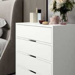Elina Ayaklı 4 Çekmeceli Şifonyer - Beyaz/Beyaz