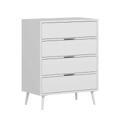 Elina Ayaklı 4 Çekmeceli Şifonyer - Beyaz/Beyaz