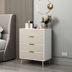Elina Ayaklı 4 Çekmeceli Şifonyer - Beyaz/Kumtaşı