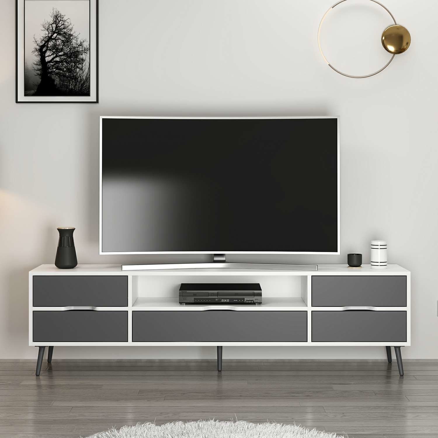 Elina Ayaklı Tv Ünitesi - Beyaz/Antrasit