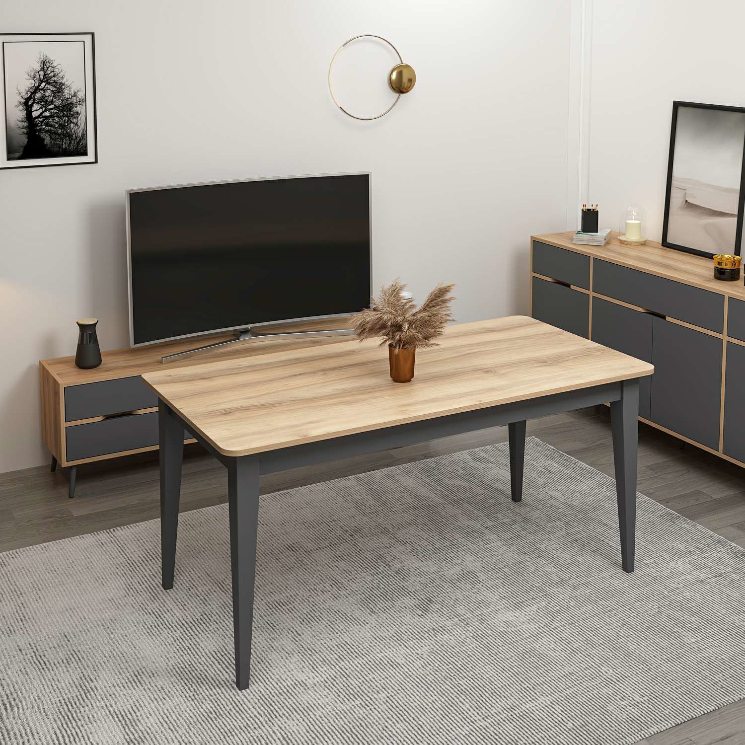 Elina Açılır Yemek Masası - Dore/Antrasit