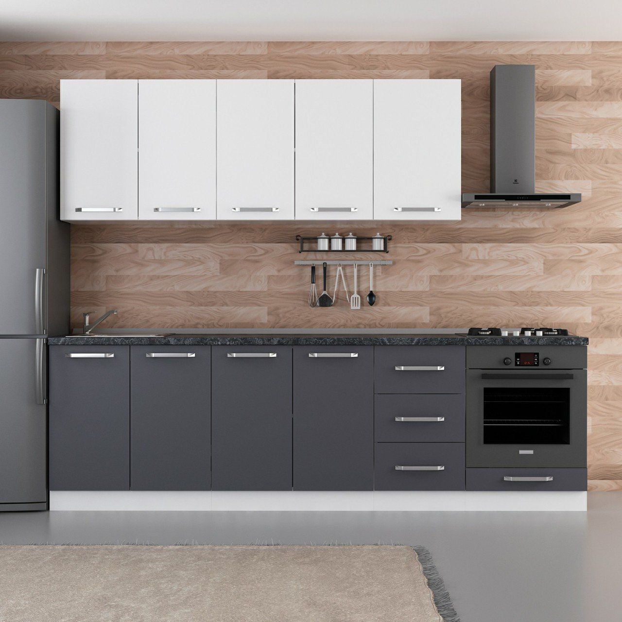 Minar 265 Cm Mutfak Dolabı Beyaz Antrasit 265-A3