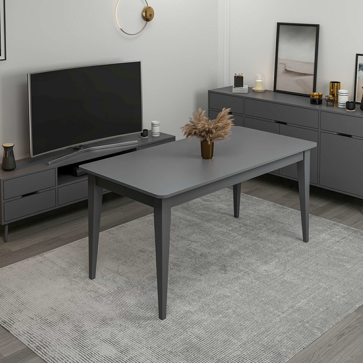 Elina Açılır Yemek Masası - Antrasit/Antrasit