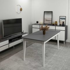 Elina Açılır Yemek Masası - Antrasit/Beyaz