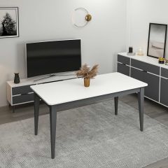 Elina Açılır Yemek Masası - Beyaz/Antrasit
