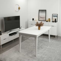 Elina Açılır Yemek Masası - Beyaz/Beyaz