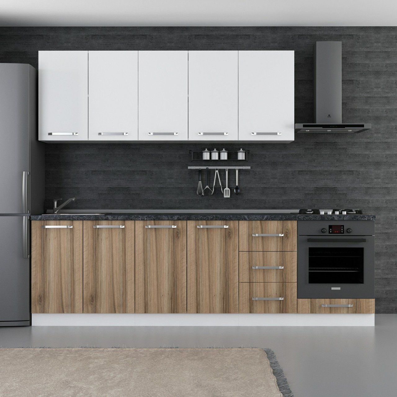 Minar 265 Cm Mutfak Dolabı Beyaz Dore 265-D3