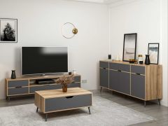 Elina Ayaklı Oturma Odası Set1 - Dore/Antrasit